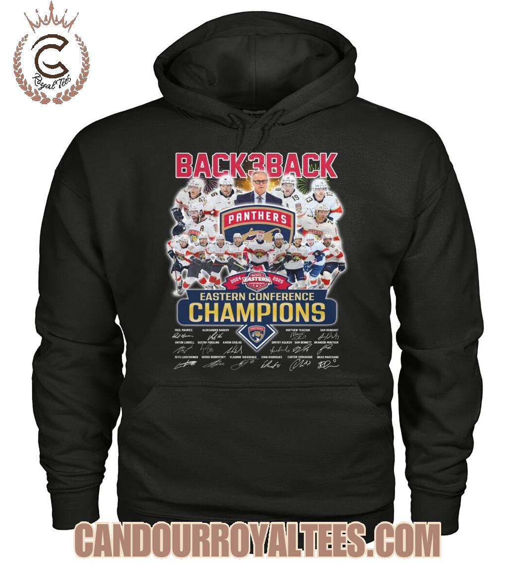 Back3Back 2024 2025 NHL Eastern Conference Champions Florida Panthers T-Shirt Back3Back 2024 2025 NHL Eastern Conference Champions Florida Panthers T-Shirt