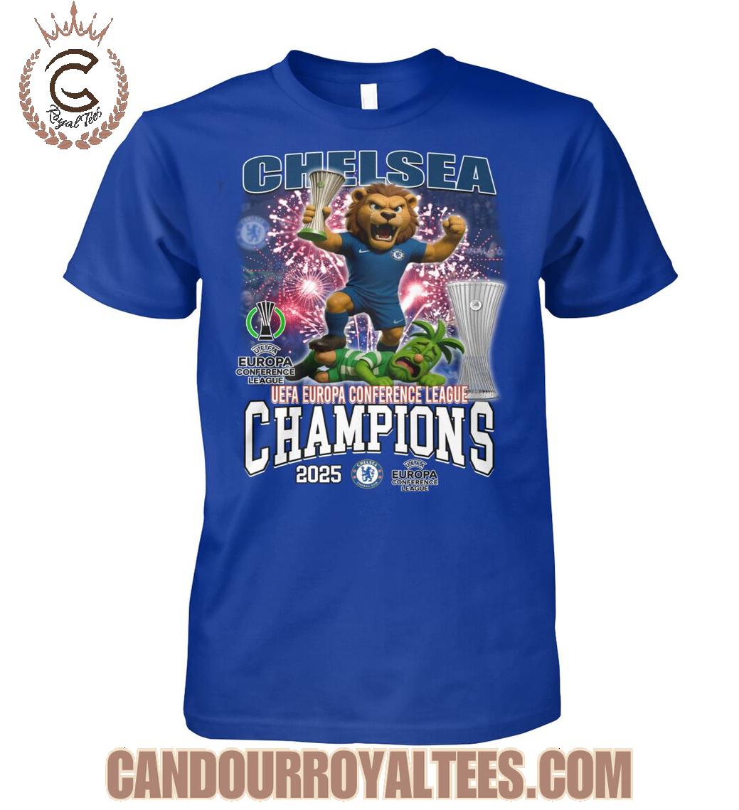 Chelsea UEFA Europa Conference League Champions 2025 T-Shirt Chelsea UEFA Europa Conference League Champions 2025 T-Shirt