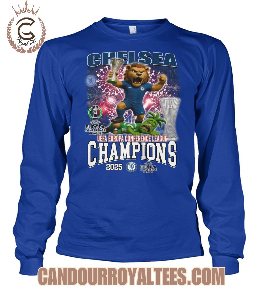 Chelsea UEFA Europa Conference League Champions 2025 T-Shirt Chelsea UEFA Europa Conference League Champions 2025 T-Shirt