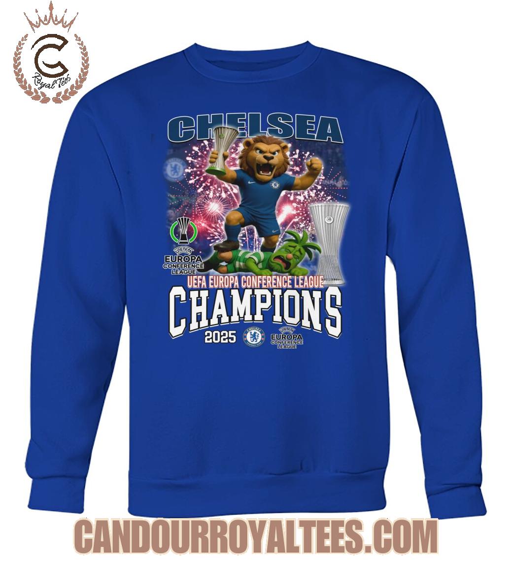 Chelsea UEFA Europa Conference League Champions 2025 T-Shirt Chelsea UEFA Europa Conference League Champions 2025 T-Shirt