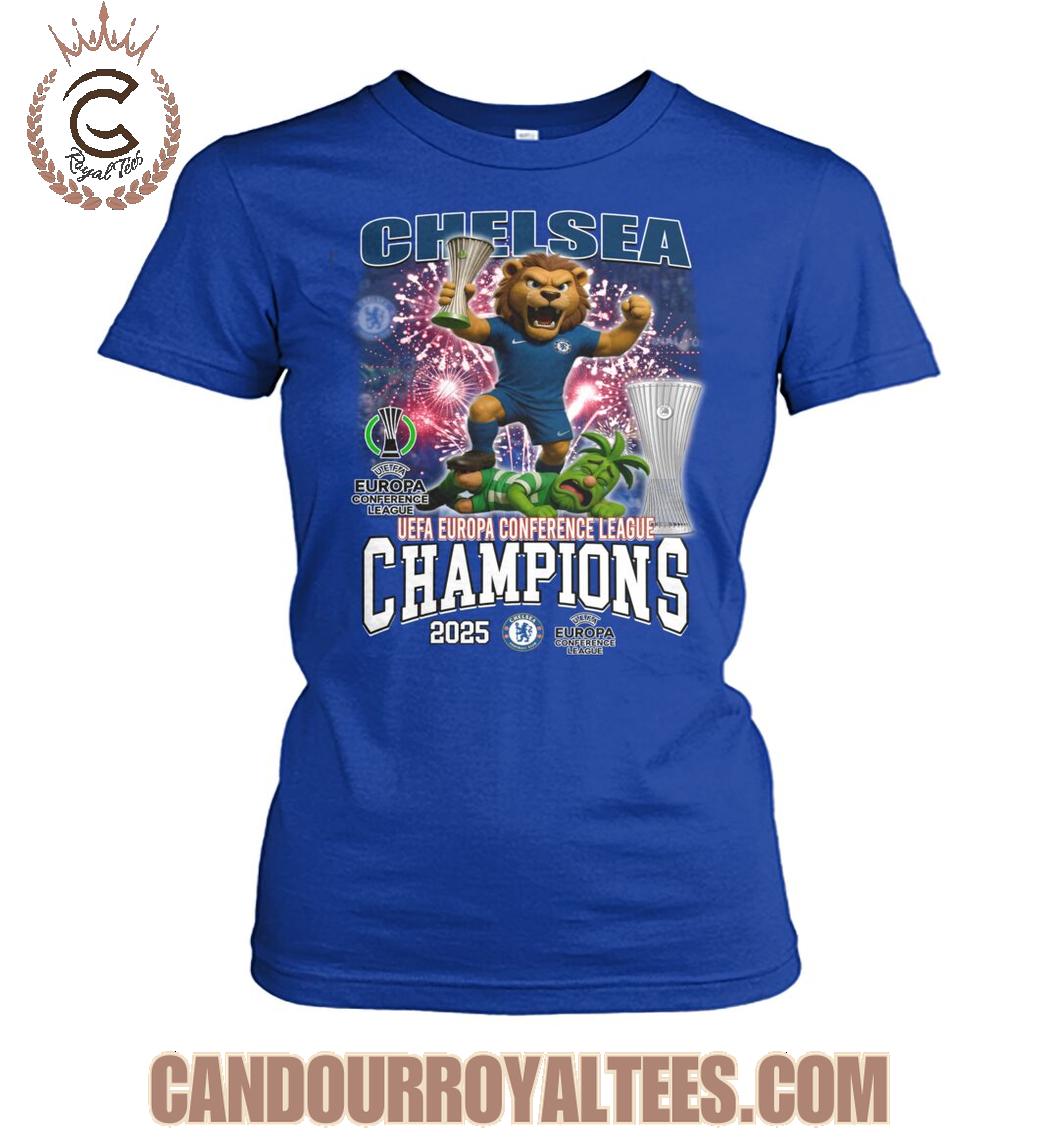 Chelsea UEFA Europa Conference League Champions 2025 T-Shirt Chelsea UEFA Europa Conference League Champions 2025 T-Shirt