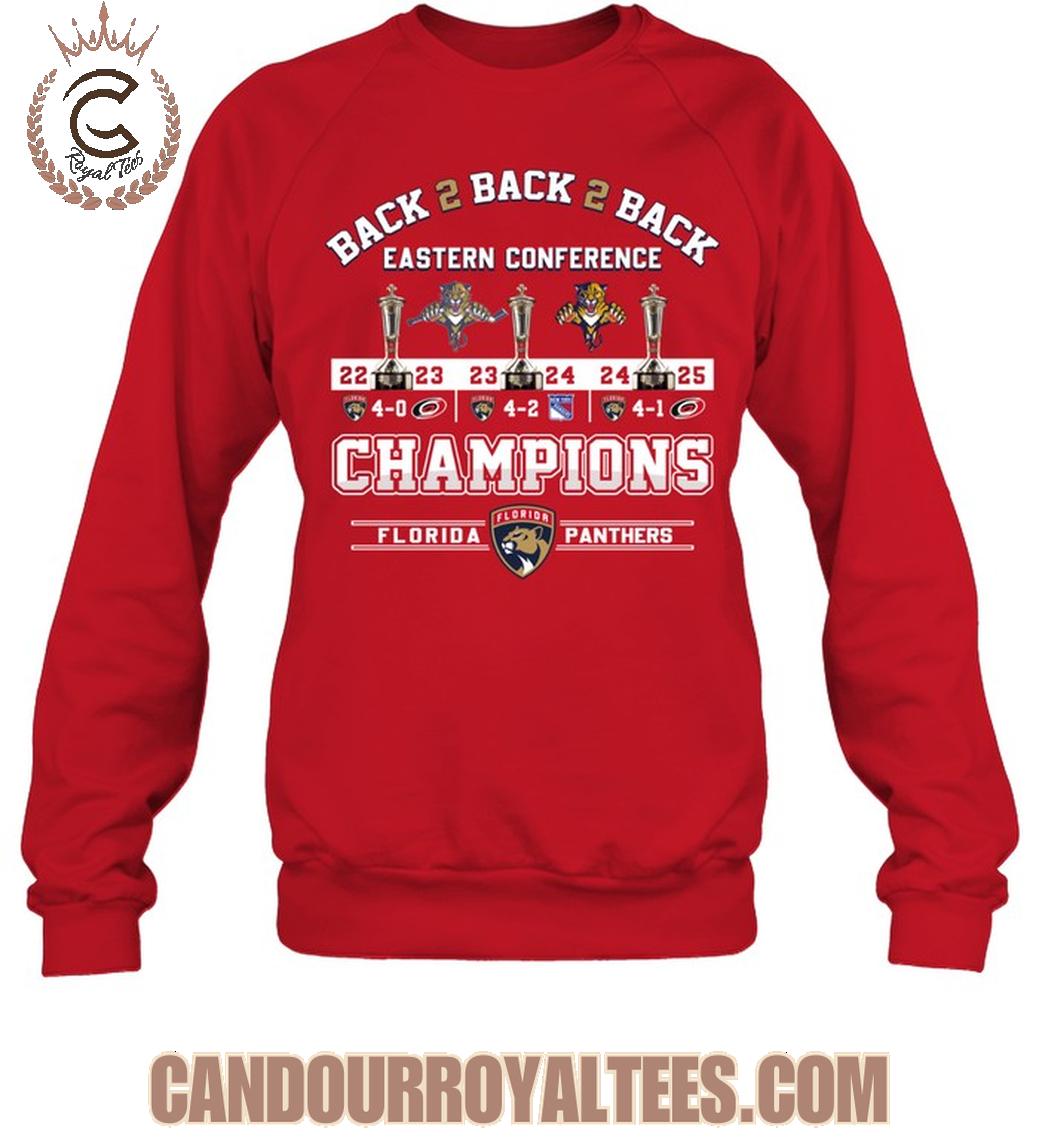 Florida Panthers Back 2 Back 2 Back Eastern Conference 2025 T-Shirt Florida Panthers Back 2 Back 2 Back Eastern Conference 2025 T-Shirt