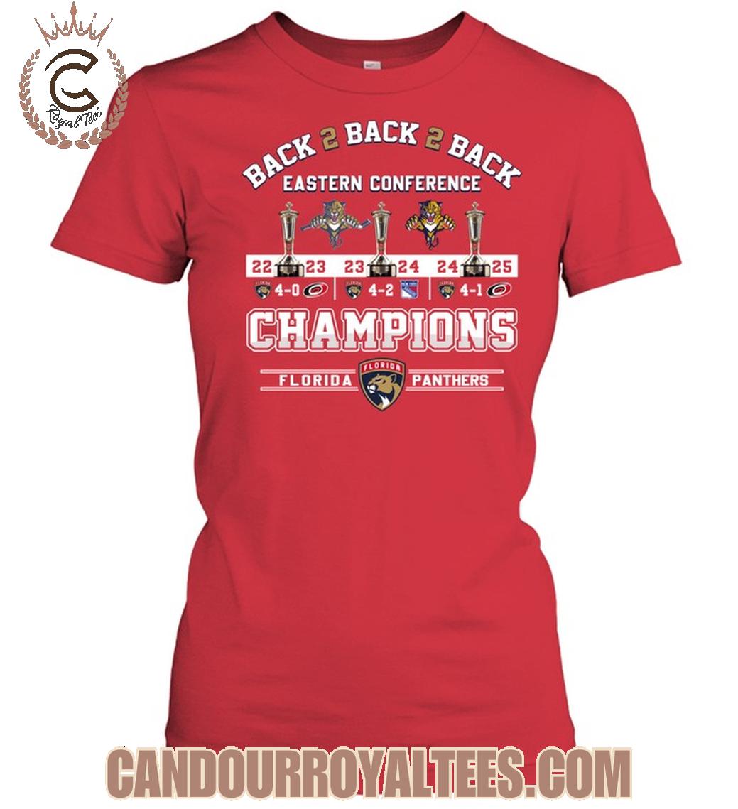 Florida Panthers Back 2 Back 2 Back Eastern Conference 2025 T-Shirt Florida Panthers Back 2 Back 2 Back Eastern Conference 2025 T-Shirt