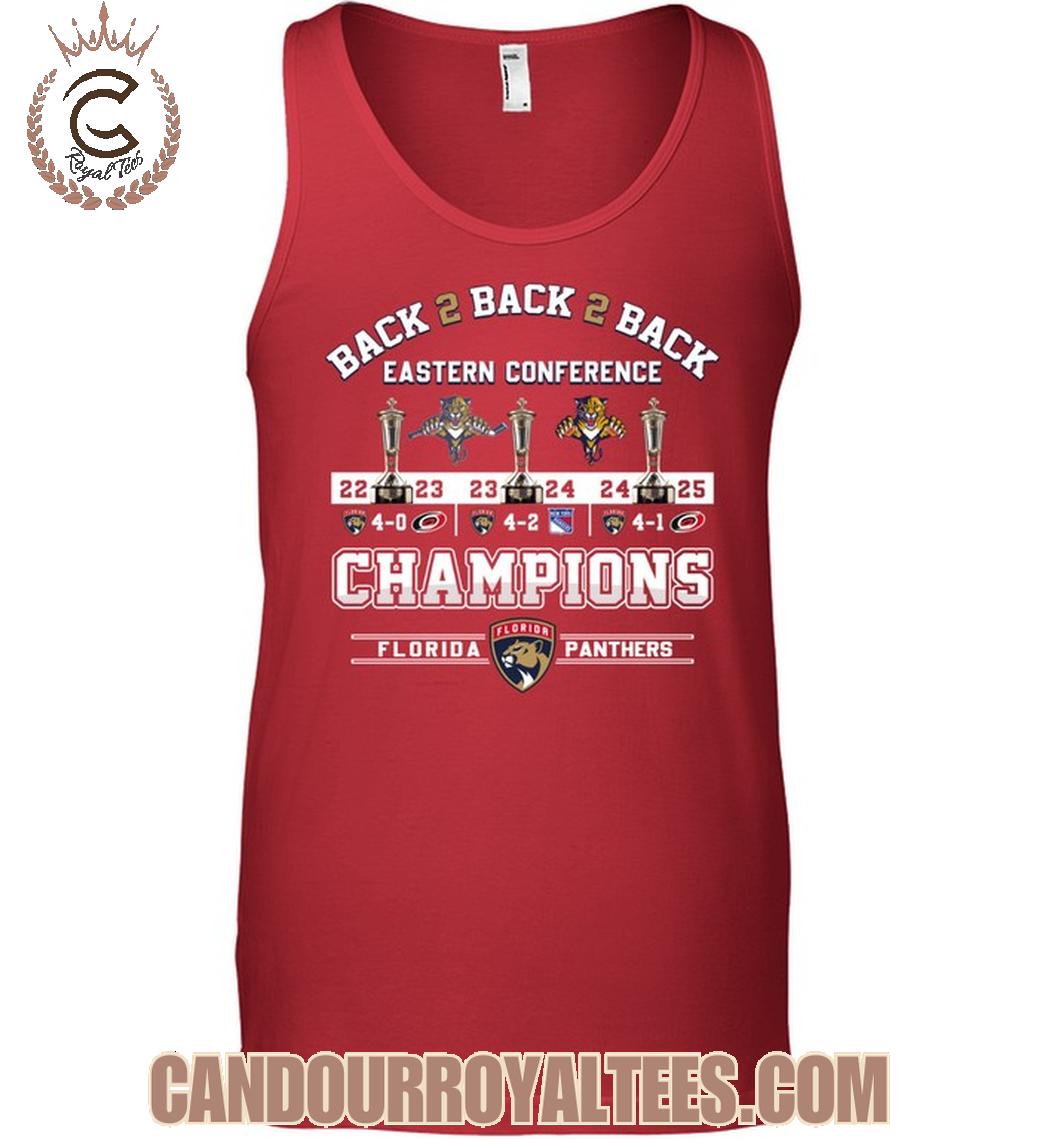 Florida Panthers Back 2 Back 2 Back Eastern Conference 2025 T-Shirt Florida Panthers Back 2 Back 2 Back Eastern Conference 2025 T-Shirt