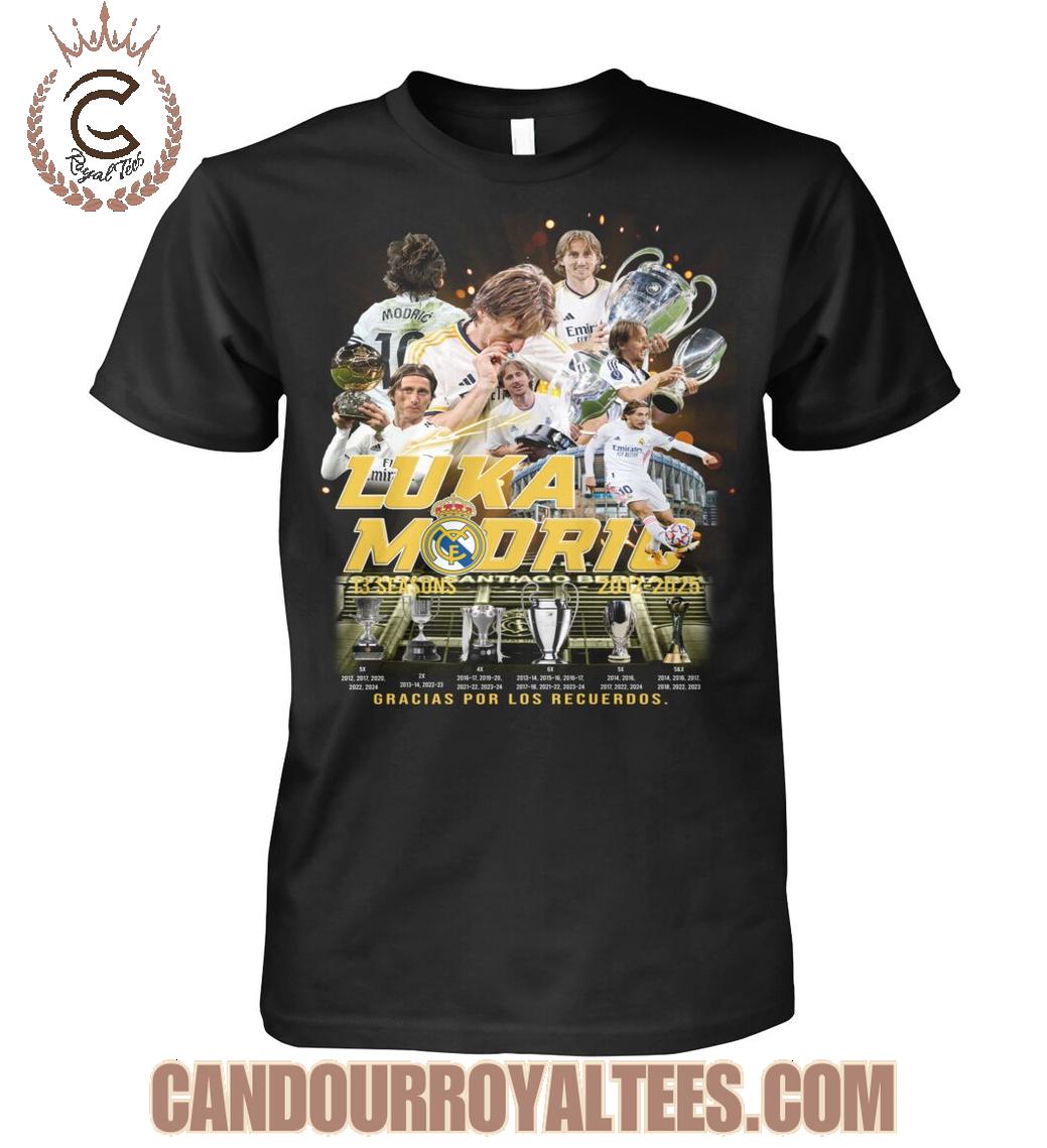 Luka Modric 13 Seasons 2012 - 2025 Gracias Por Los Recuerdos T-Shirt Luka Modric 13 Seasons 2012 - 2025 Gracias Por Los Recuerdos T-Shirt