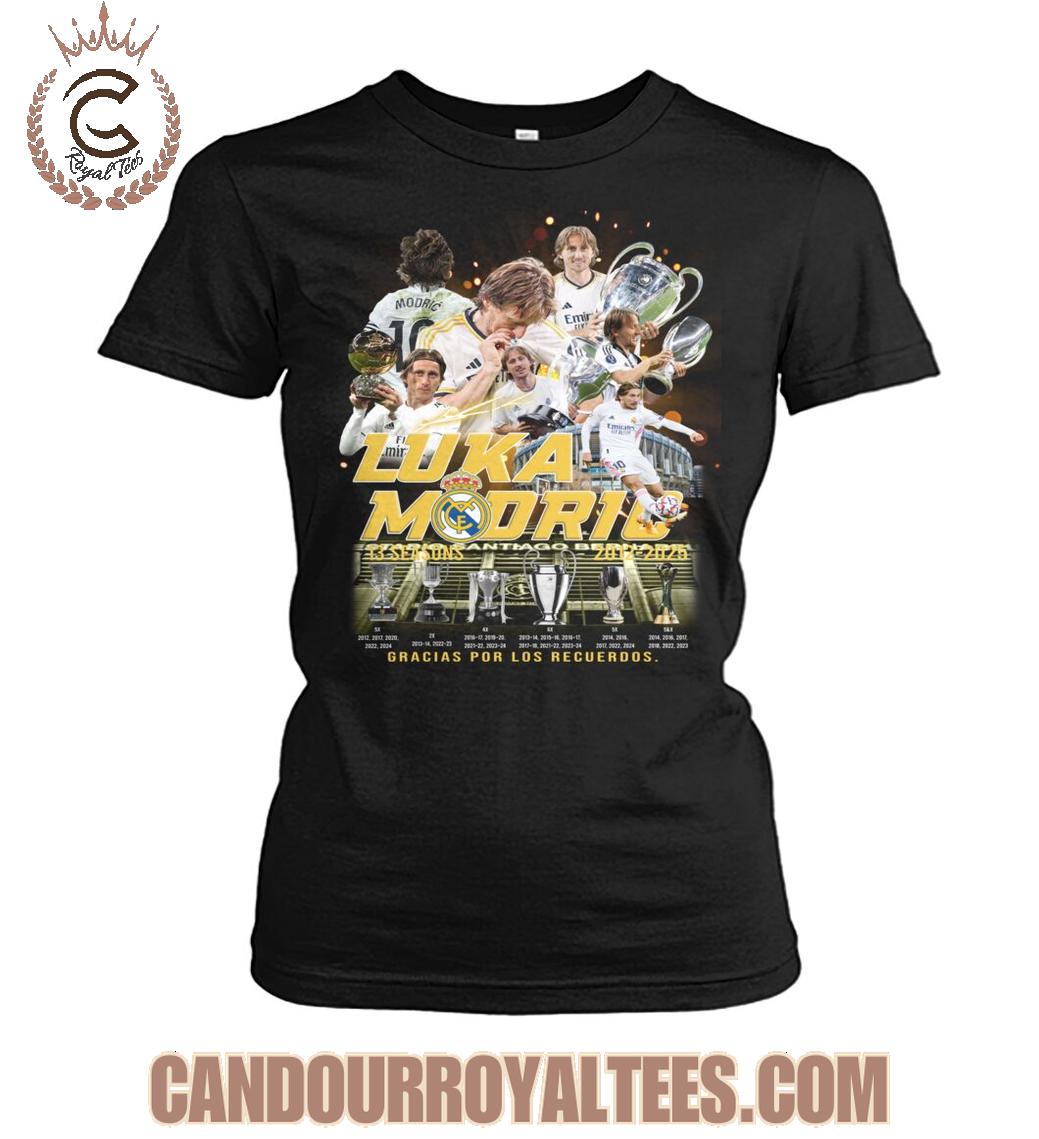 Luka Modric 13 Seasons 2012 - 2025 Gracias Por Los Recuerdos T-Shirt Luka Modric 13 Seasons 2012 - 2025 Gracias Por Los Recuerdos T-Shirt