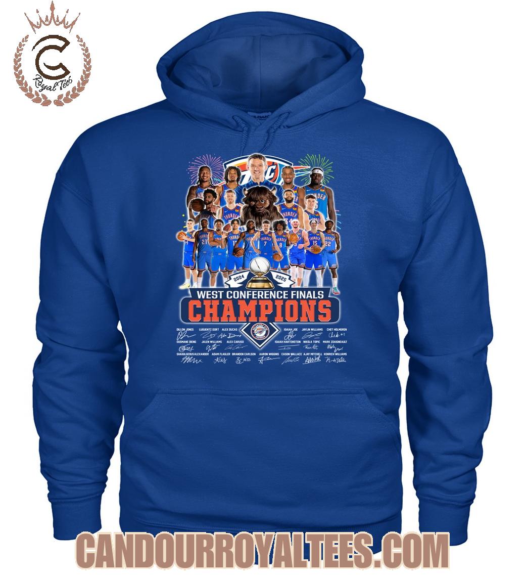 Oklahoma City Thunder 2024 2025 West Conference Finals Champions T-Shirt Oklahoma City Thunder 2024 2025 West Conference Finals Champions T-Shirt