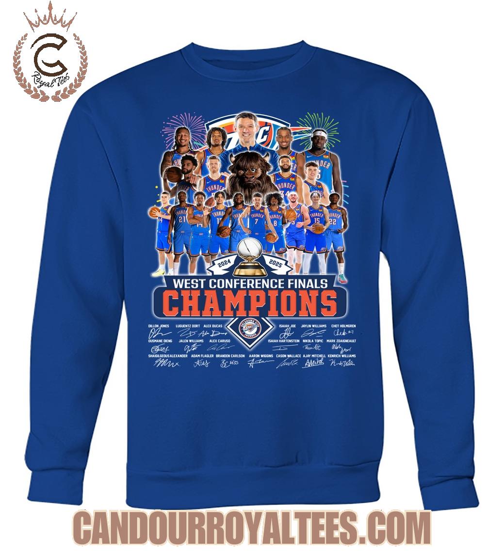 Oklahoma City Thunder 2024 2025 West Conference Finals Champions T-Shirt Oklahoma City Thunder 2024 2025 West Conference Finals Champions T-Shirt