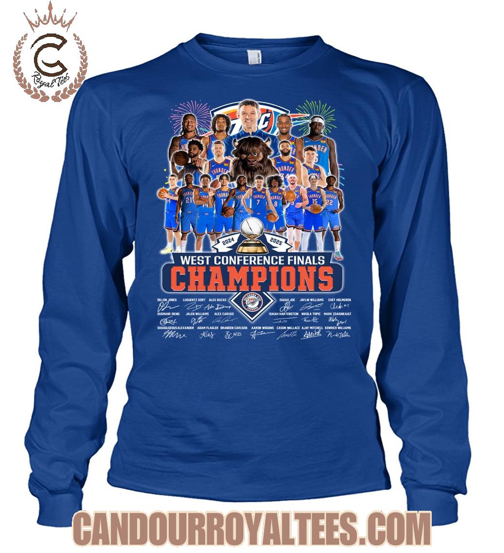 Oklahoma City Thunder 2024 2025 West Conference Finals Champions T-Shirt Oklahoma City Thunder 2024 2025 West Conference Finals Champions T-Shirt