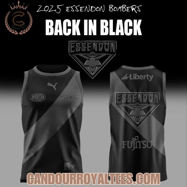 2025 Essendon Bombers Back In Black Uniform Jersey