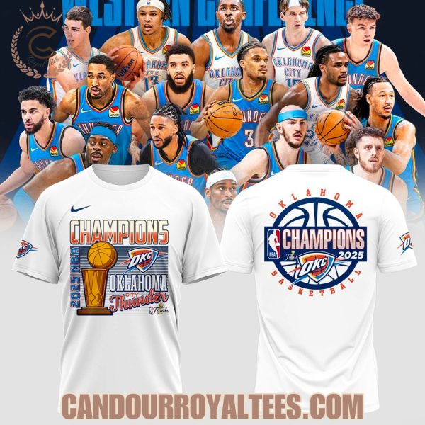 2025 NBA Champions Oklahoma City Thunder White Tshirt, Hoodie, Cap