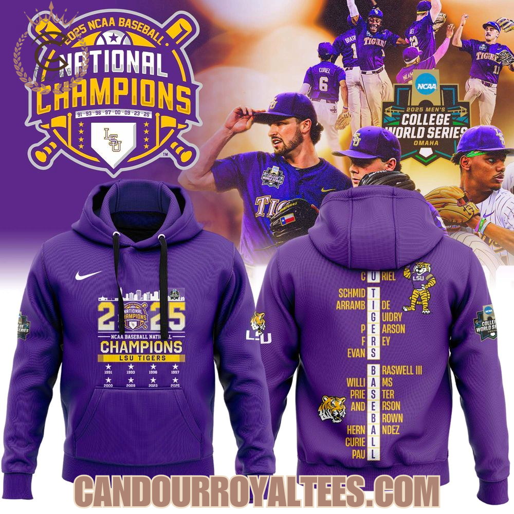 2025 NCAA Baseball National Champions LSU Tigers Purple T-Shirt, Hoodie 2025 NCAA Baseball National Champions LSU Tigers Purple T-Shirt, Hoodie