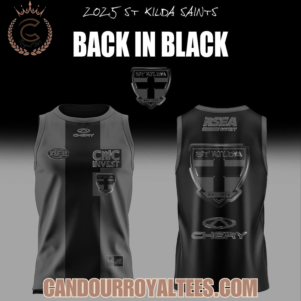 2025 St Kilda Saints Back In Black Uniform Jersey 2025 St Kilda Saints Back In Black Uniform Jersey