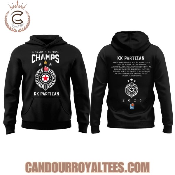 24-25 ABA Champions KK Partizan Tshirt, Hoodie, Cap
