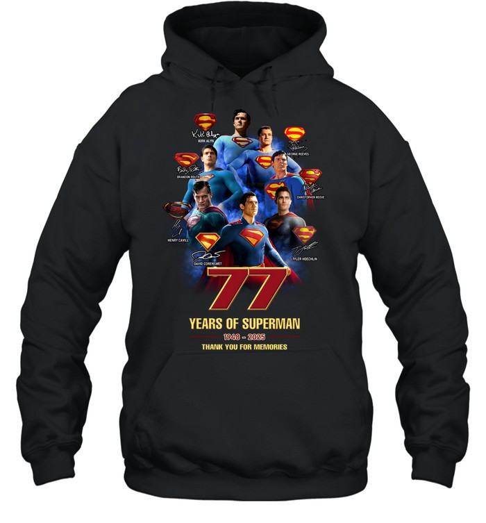 77 Years Of Superman 1948 - 2025 Thank You For The Memories T-Shirt 77 Years Of Superman 1948 - 2025 Thank You For The Memories T-Shirt