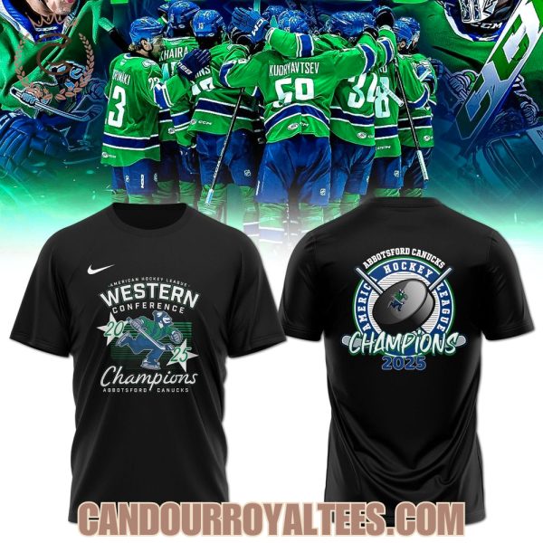 Abbotsford Canucks 2025 Western Conference Champions Black Tshirt, Hoodie