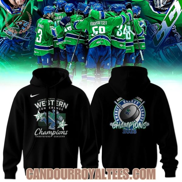 Abbotsford Canucks 2025 Western Conference Champions Black Tshirt, Hoodie