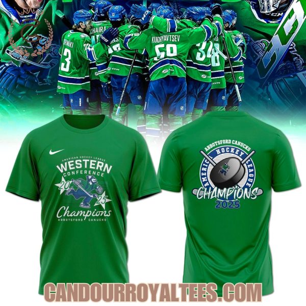 Abbotsford Canucks 2025 Western Conference Champions Green Tshirt, Hoodie