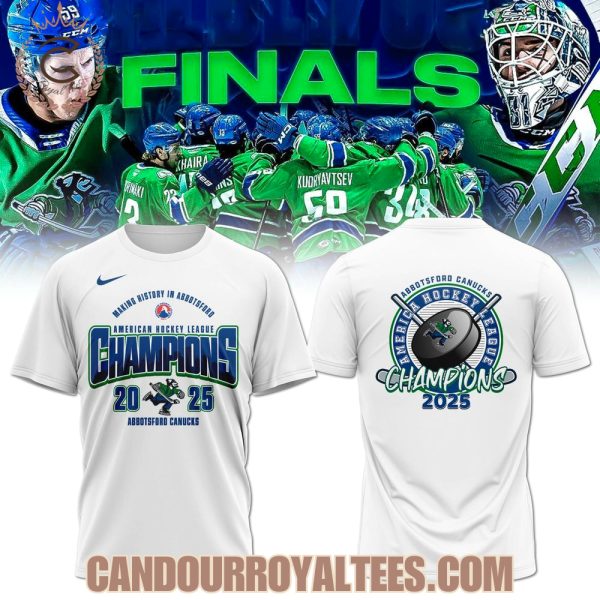 Abbotsford Canucks Calder Cup Champions 2025 White Tshirt, Hoodie