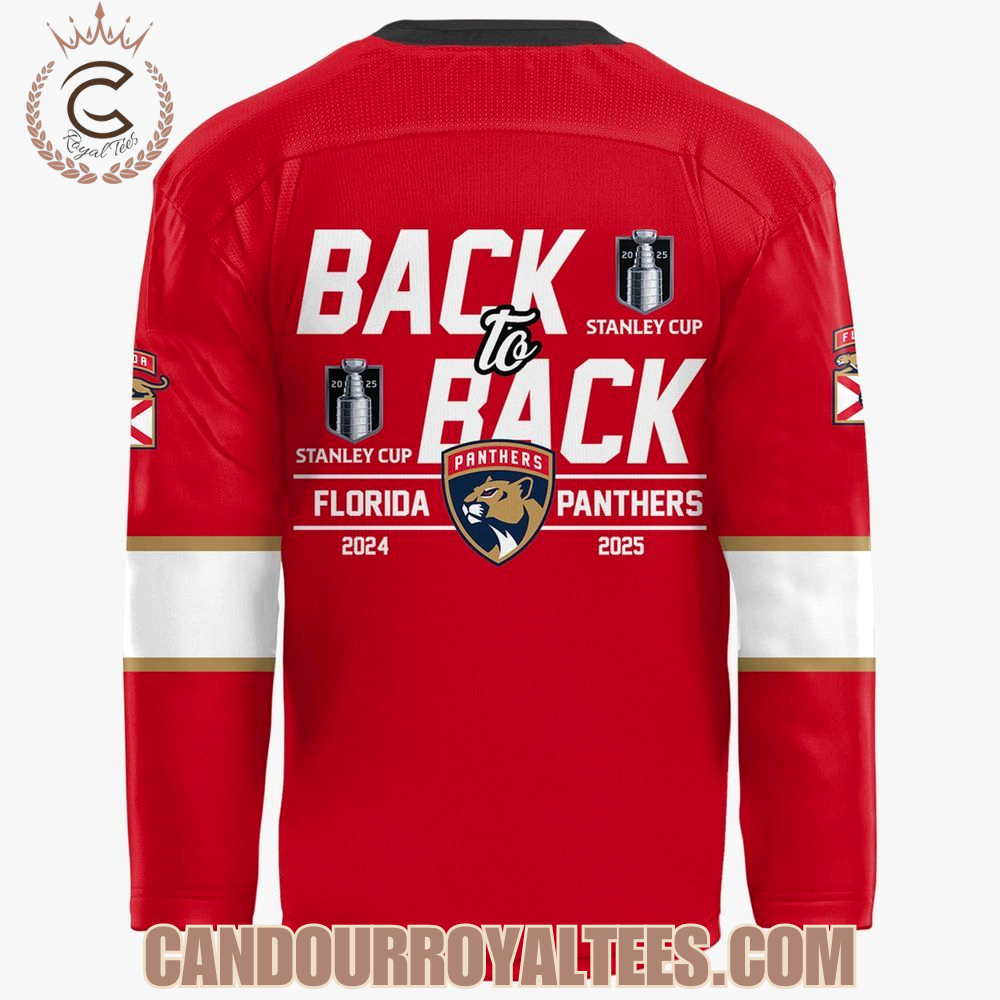 Back To Back 2025 Stanley Cup Champions Florida Panthers Hockey Jersey Back To Back 2025 Stanley Cup Champions Florida Panthers Hockey Jersey