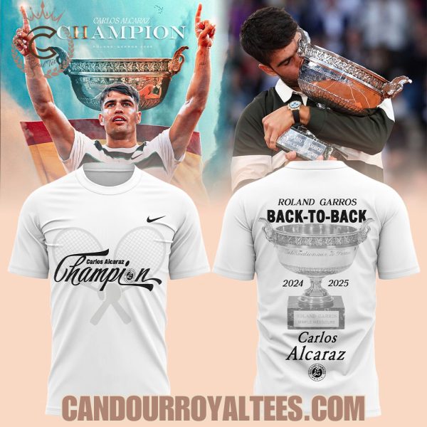Carlos Alcaraz Roland Garros 2025 Champions Tshirt, Hoodie