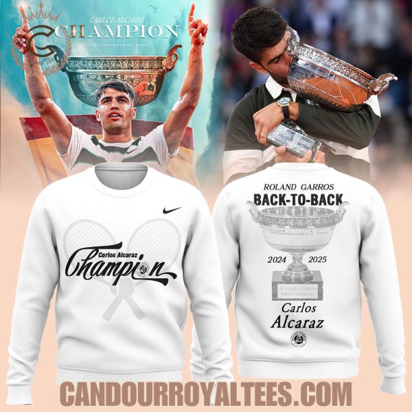 Carlos Alcaraz Roland Garros 2025 Champions Tshirt, Hoodie