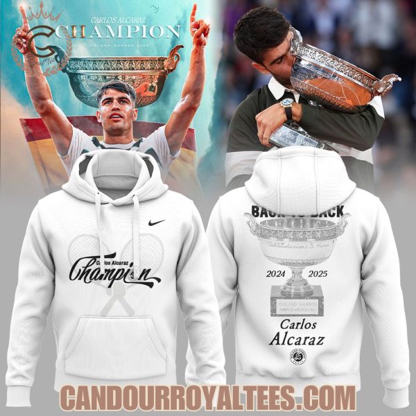 Carlos Alcaraz Roland Garros 2025 Champions Tshirt, Hoodie