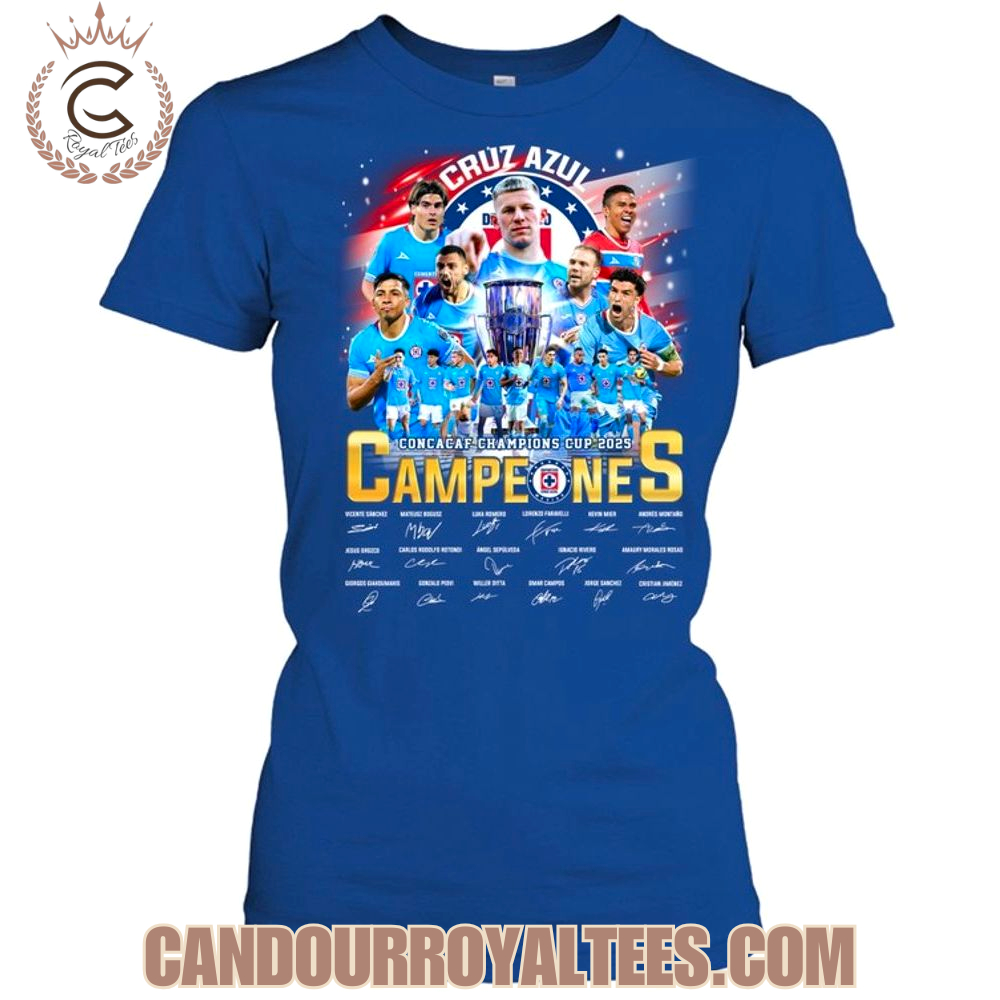 Cruz Azul Concacaf Champions Cup 2025 Campeones T-Shirt Cruz Azul Concacaf Champions Cup 2025 Campeones T-Shirt