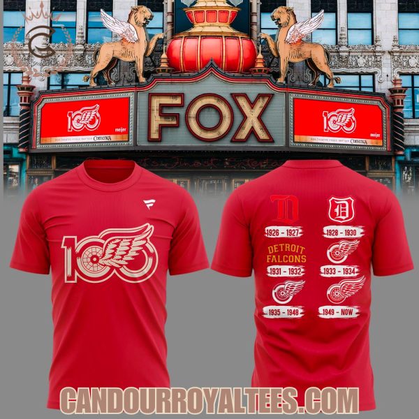 Detroit Red Wings 100th Anniversary Red Tshirt, Hoodie