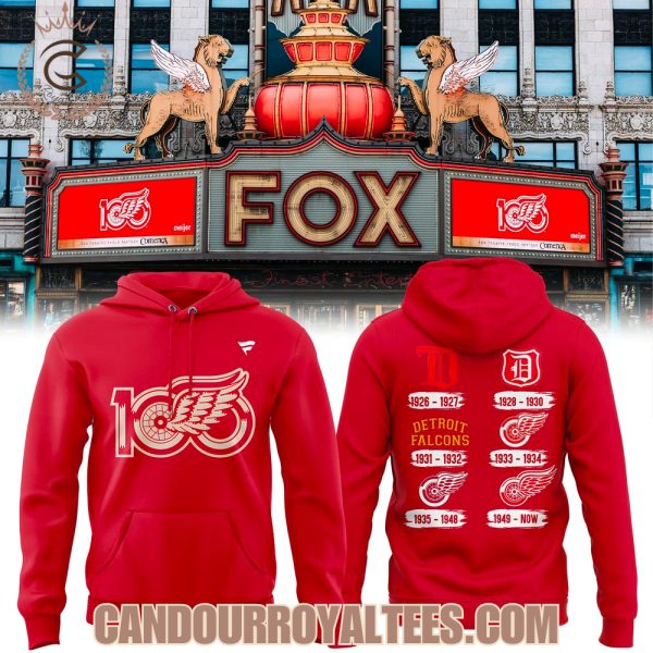 Detroit Red Wings 100th Anniversary Red Tshirt, Hoodie