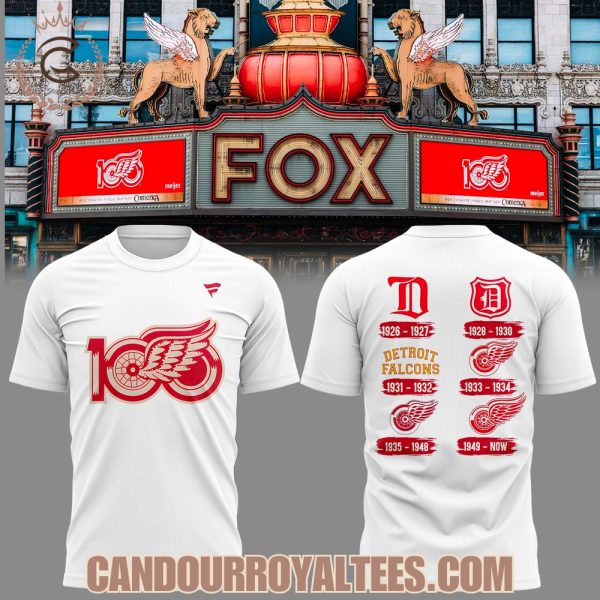 Detroit Red Wings 100th Anniversary White Tshirt, Hoodie
