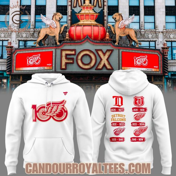 Detroit Red Wings 100th Anniversary White Tshirt, Hoodie
