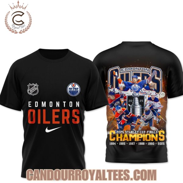 Edmonton Oilers 2025 Stanley Cup Finals Champions Black T-Shirt, Hoodie