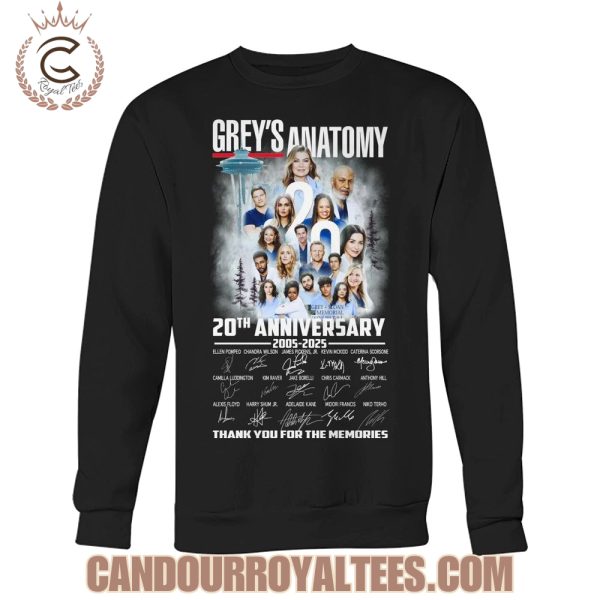 Grey’s Anatomy 20th Anniversary 2005-2025 Thank You For The Memories T-Shirt