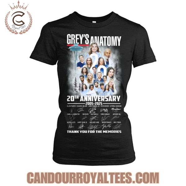 Grey’s Anatomy 20th Anniversary 2005-2025 Thank You For The Memories T-Shirt