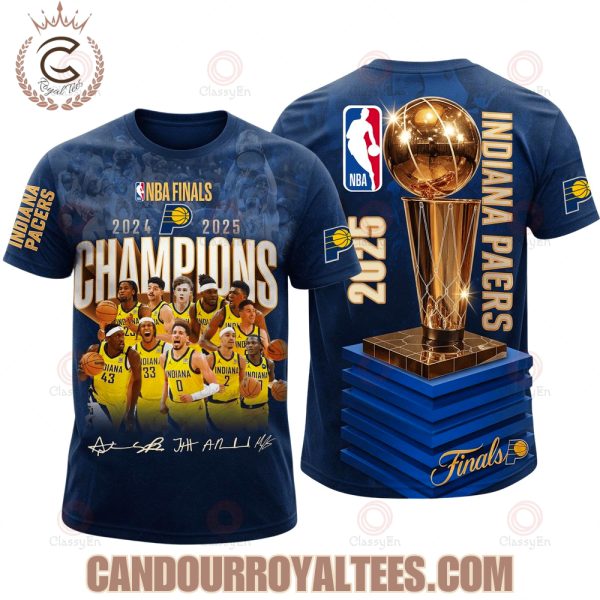 Indiana Pacers Champions Finals 2024-25 Season Players Signature 3D Unisex T-shirt