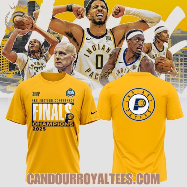 Indiana Pacers NBA Conference East Champions 2025 Yellow Tshirt, Hoodie