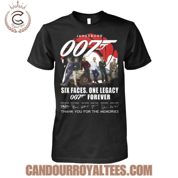 James Bond Six Faces One Legacy 007 Forever Thank You For The Memories T-Shirt