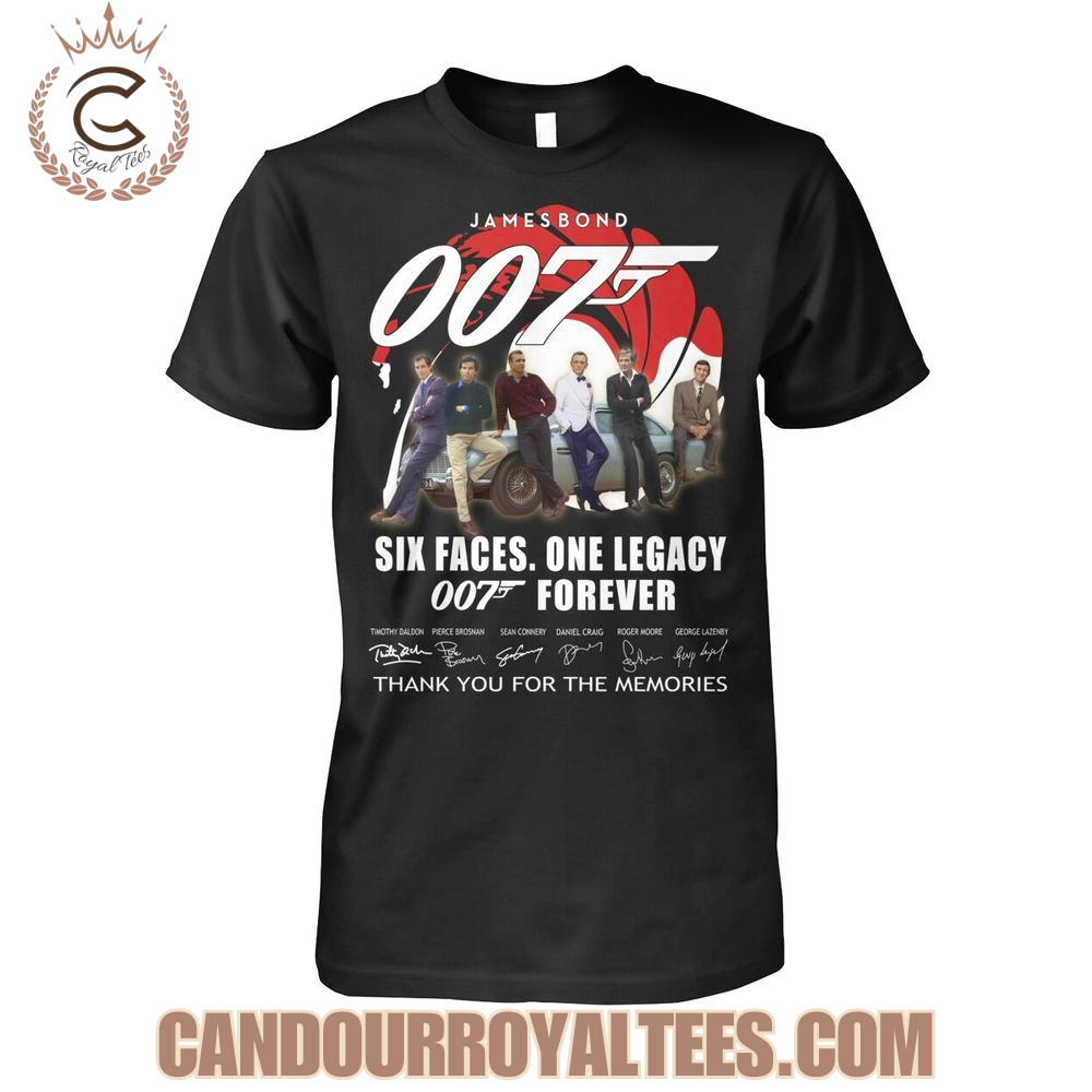 James Bond Six Faces One Legacy 007 Forever Thank You For The Memories T-Shirt James Bond Six Faces One Legacy 007 Forever Thank You For The Memories T-Shirt