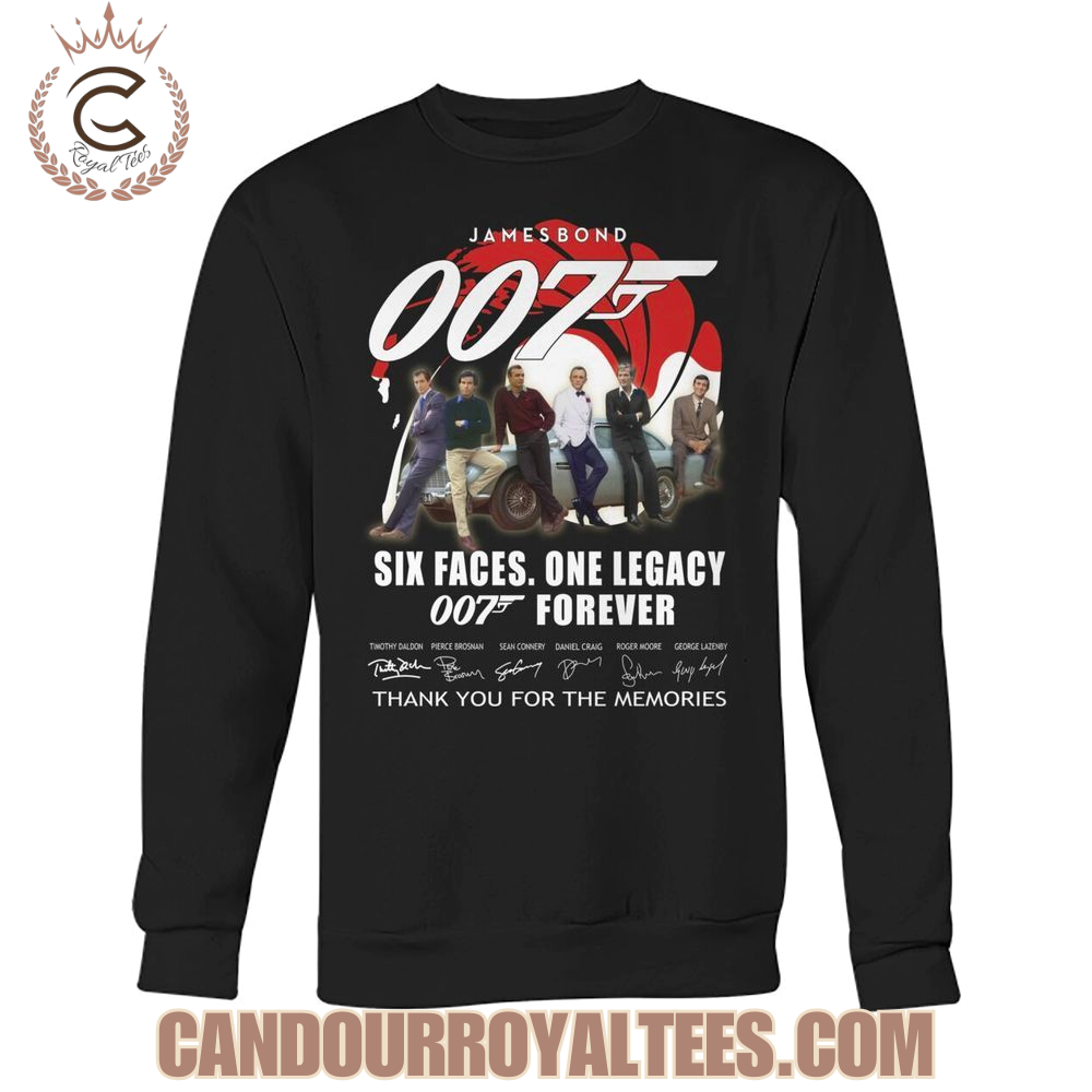 James Bond Six Faces One Legacy 007 Forever Thank You For The Memories T-Shirt James Bond Six Faces One Legacy 007 Forever Thank You For The Memories T-Shirt