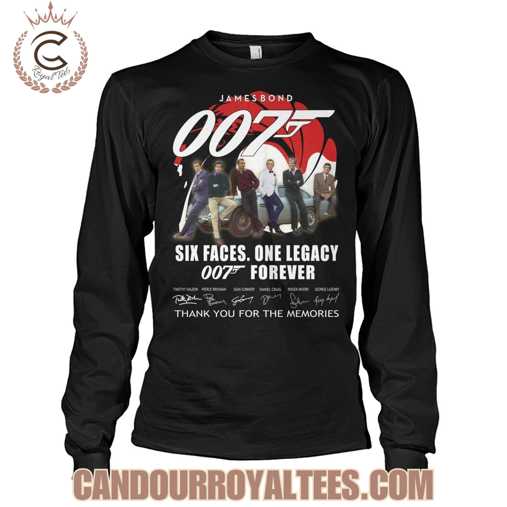 James Bond Six Faces One Legacy 007 Forever Thank You For The Memories T-Shirt James Bond Six Faces One Legacy 007 Forever Thank You For The Memories T-Shirt
