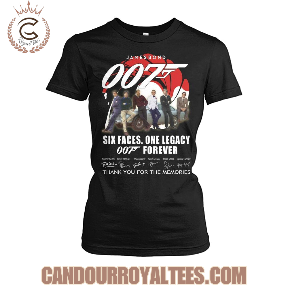 James Bond Six Faces One Legacy 007 Forever Thank You For The Memories T-Shirt James Bond Six Faces One Legacy 007 Forever Thank You For The Memories T-Shirt