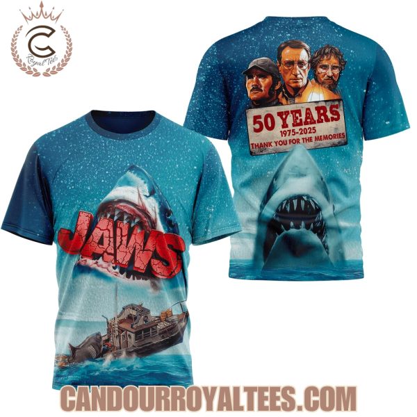 Jaws 50 Years 1975-2025 Thank You For The Memories Tshirt