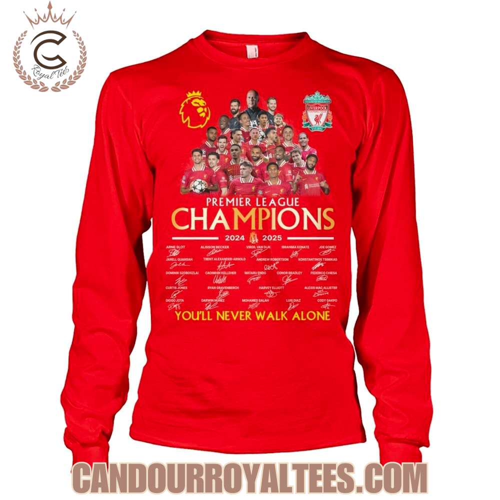 Liverpool Premier League Champions 2024-2025 You'll Never Walk Alone T-Shirt Liverpool Premier League Champions 2024-2025 You'll Never Walk Alone T-Shirt