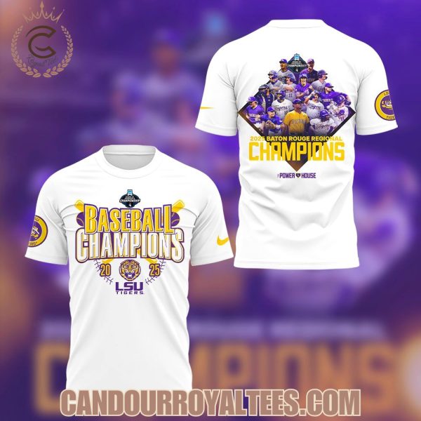 LSU Tigers 2025 Baton Rouge Regional Champions White Tshirt, Hoodie, Cap