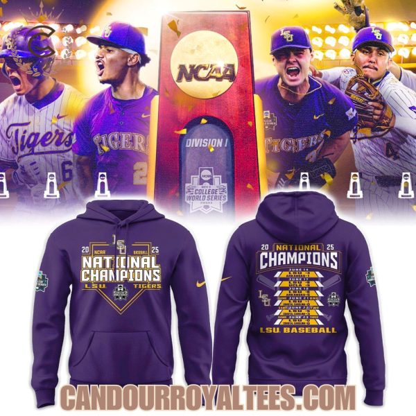 LSU Tigers Baseball 2025 NCAA Baseball College World Series Champions Hoodie, Tshirt, Cap