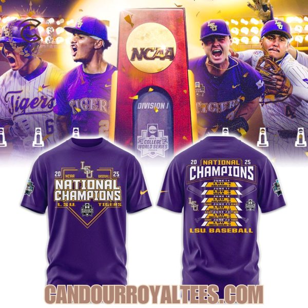 LSU Tigers Baseball 2025 NCAA Baseball College World Series Champions Hoodie, Tshirt, Cap