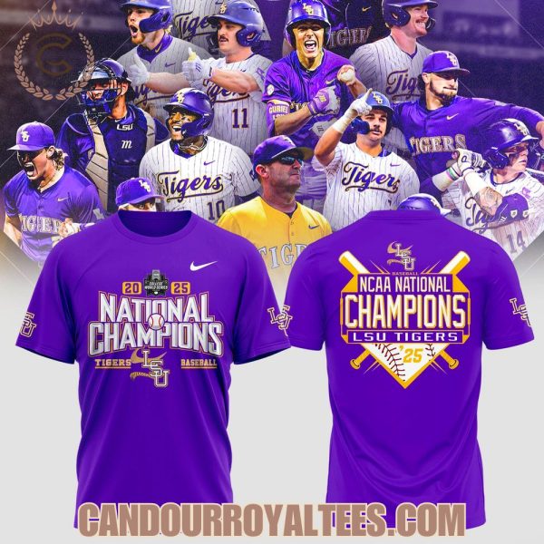 LSU Tigers Baseball NCAA National Champions 2025 Purple Tshirt, Hoodie