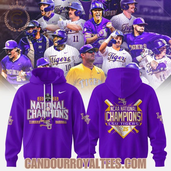 LSU Tigers Baseball NCAA National Champions 2025 Purple Tshirt, Hoodie