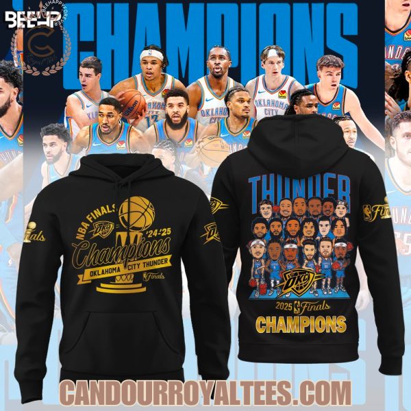 NBA Finals ’24-’25 Champions Okalahoma City Thunder Black Tshirt. Hoodie